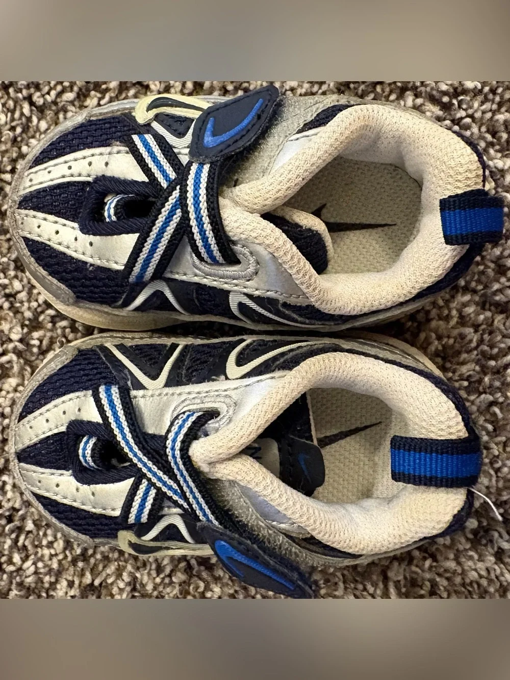 Infant Boys Nike T-Run 2 Sneakers (White/Grey/Blue)